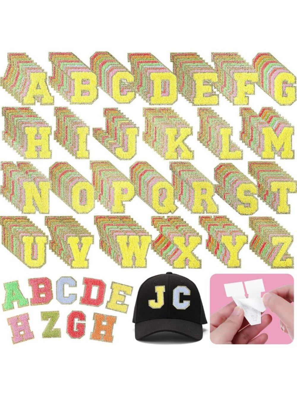 234 Pcs Bright Color Chenille Letter Patches - Self-Adhesive, 2.56" Fun DIY